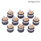 5/10pcs 5.5 X 2.1mm 5.5*2.5mm Convenient Snap Type DC Power Jack Socket Female Panel Mount Connector Port