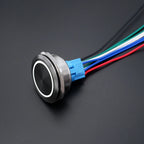 40mm Metal Push Button Switch Power LED Light Waterproof Reset Self-locking Latching Start Stop Switch On Off 2NO2NC With Wire