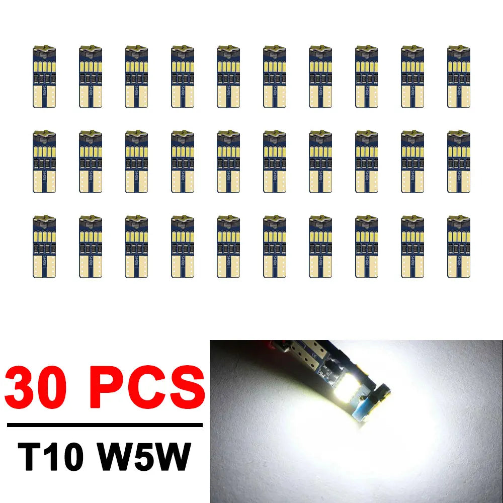 2/4/10/50 PCS T10 W5W LED Bulb CANBUS 12V 4014-15SMD 6500K White Car Interior Dome Door Courtesy  Glove Box License Plate Lights