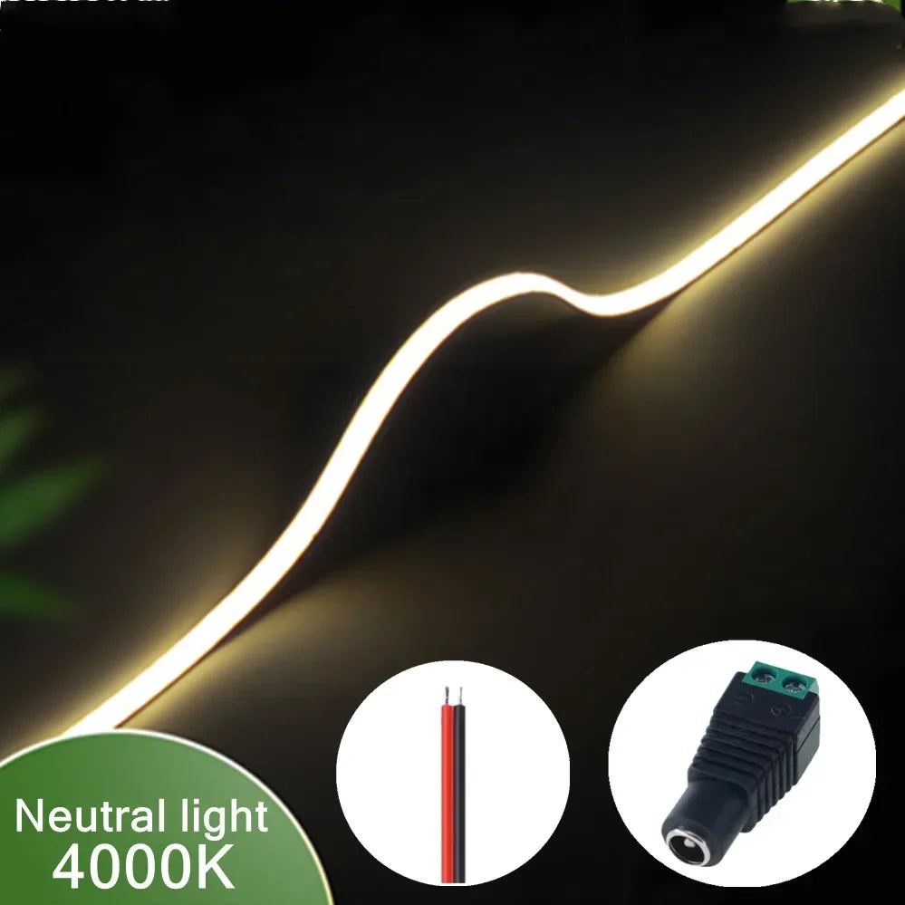 12V 3mm Width Ultra Thin COB LED Light Strip Colorful Dimmable High Density Flexible Light 400LEDs for DIY TV Home Decor Lamp