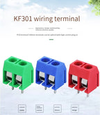 100PCS KF301-2P 3p Splicing, screw type PCB spacing 5.0 connector terminals, terminal KF301 Red, blue, green, black
