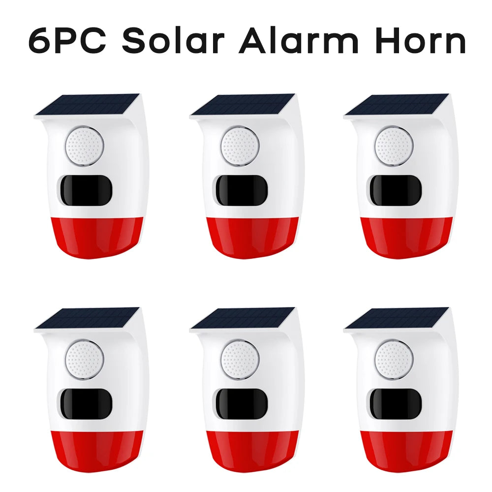 Outdoor Solar Alarm PIR Infrared Motion Sensor 120dB Siren Sound Light Flash Waterproof Security Protection for Yard