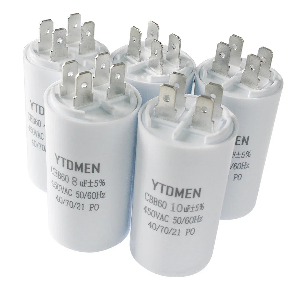 AC 450V CBB60 Dual Insert Motor Starting Capacitor 4pin 4UF-60UF Replacement Motor Run Capacitors For Air Compressor Water Pump