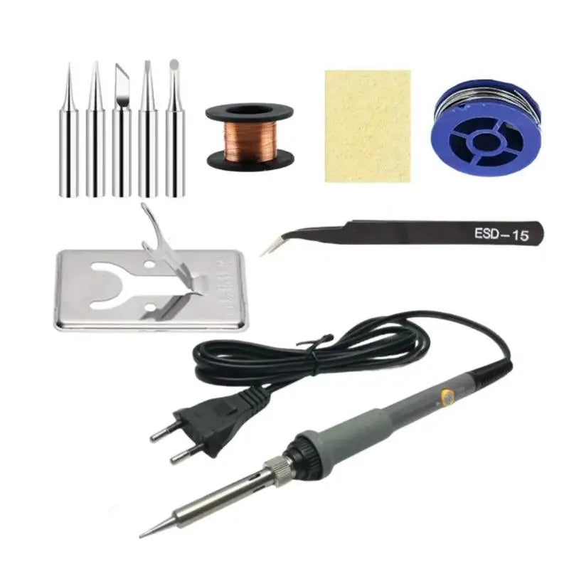 60W Adjustable Temperature Electric Soldering Iron EU 220V / US 110V Welding Iron Rework Station Heat Pen Tips DIY for Repairing