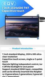7 inch 1024*600 TNT Capacitive Touch Panel TFT LCD Module Screen Display for Raspberry Pi 3 B+/4b
