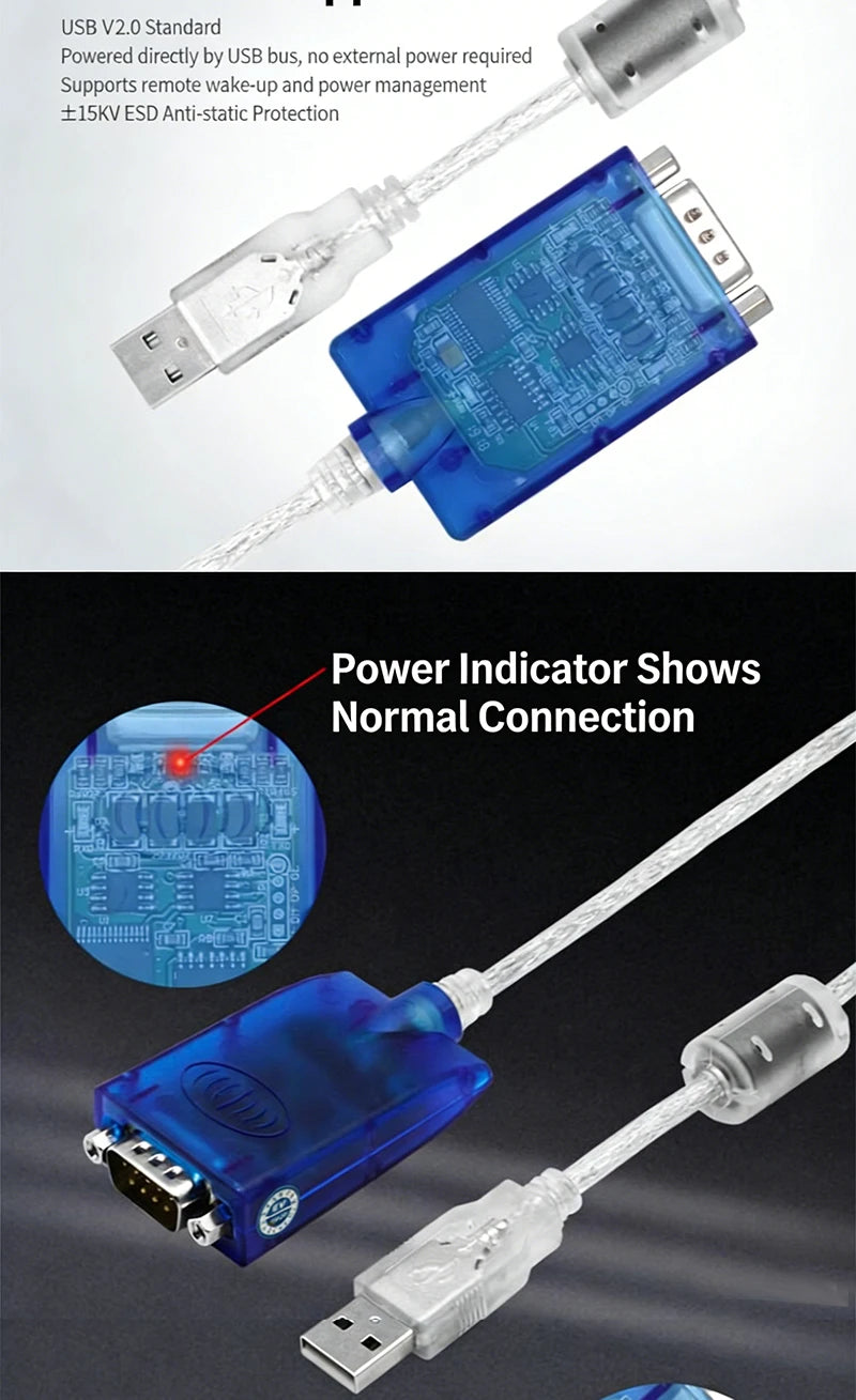 1.5m 3m USB to RS-422 RS-485 Converter RS422 RS485 USB2.0 Cable DB9 Adapter Transparent with Chipset Magnetic Ring UT-890A