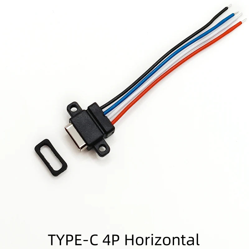 1/5 PCS TYPE-C 4P Waterproof Injection Molding with Data USB Female Seat Extension Cable About 60MM with Fixing Hole