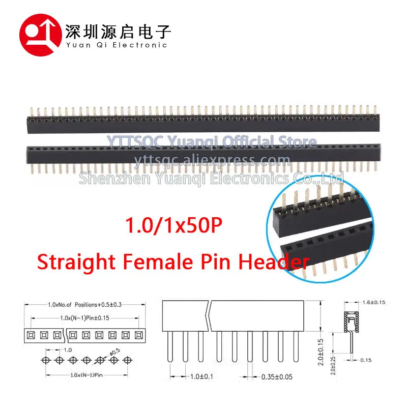 1.0mm Pin Header Connector Single Double Row 1*50P 2*50P SMD SMT Male Female Header Straight Pin Right Angle R/A Socket 1X50pin