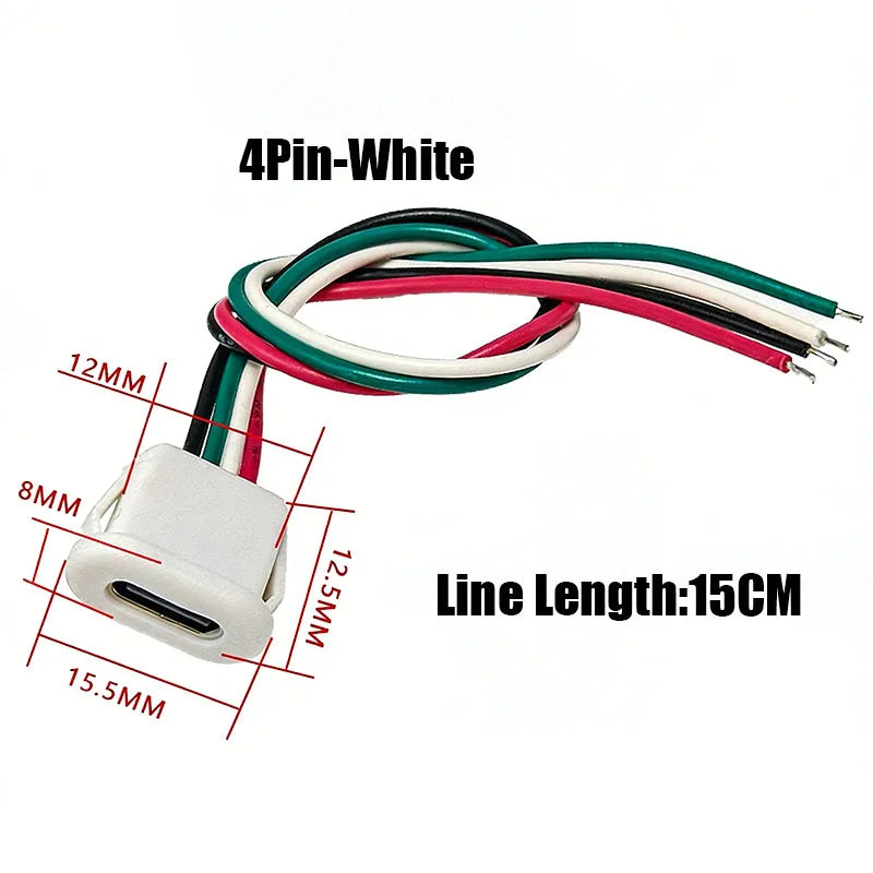 1/5PCS 2Pin 4Pin USB Type C Connector Jack Female With Card Buckle 3A High Current Charging Jack Port USB-C Charger Plug Socket