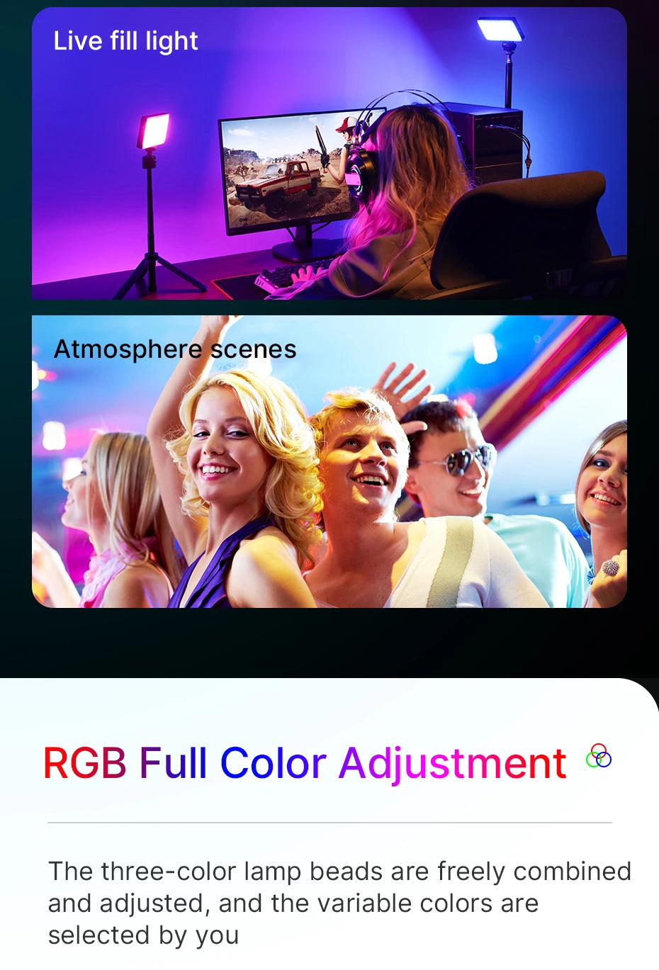 Ulanzi VL120 Full Color RGB Video Light 2500K-9000K LED Photography Lighting Dimmable Camera Light Live Vlog Fill Light