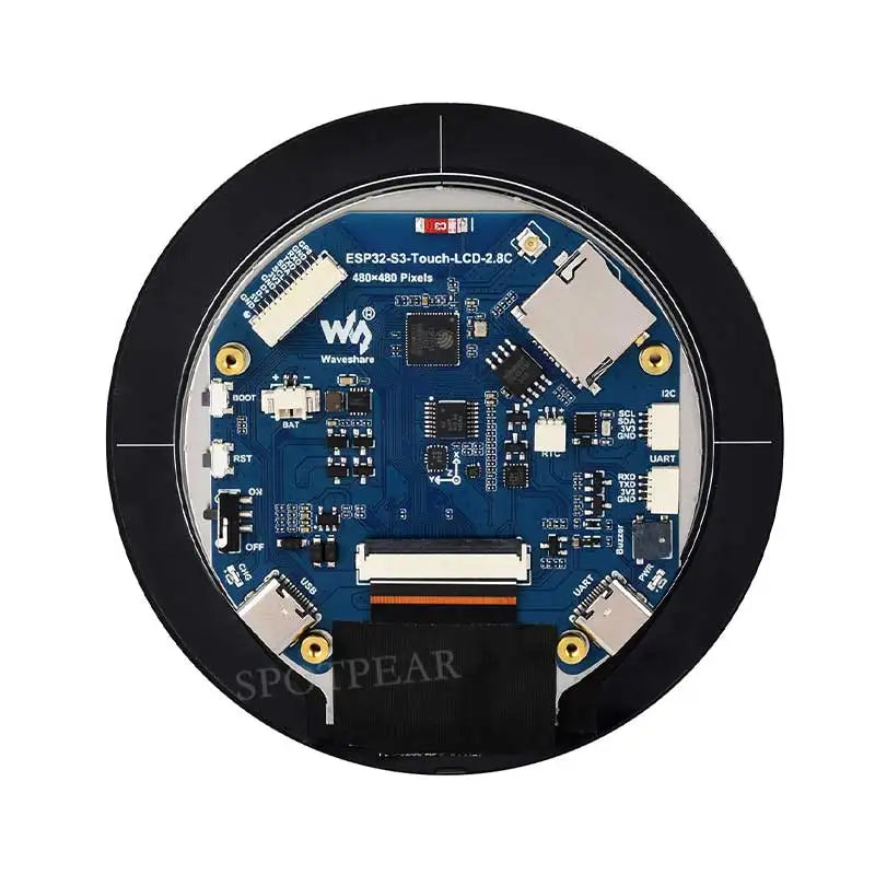 Waveshare 2.8 Inch Round Display ESP32 S3 Development Board 480×480 WiFi BT5 8MB PSRAM 16MB Flash 6-Axis IMU RTC Touch Optional