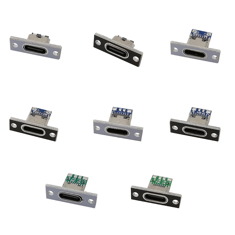 1/6/10Pcs USB Type C Female Connector with Fixing Plate 2P 4P 6 Pin DIY Repair Type-C USB Jack Socket Charging Port