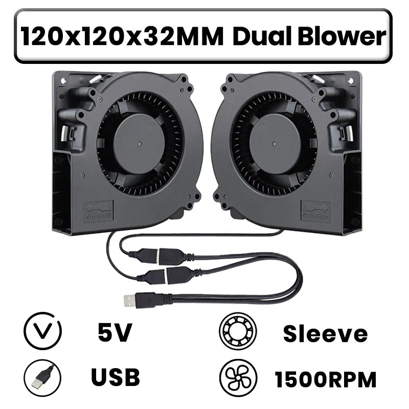 GDSTIME Dual 40mm 50mm 60mm 80mm 92mm 120mm 140mm DC 5V Powered USB Fans with 2 in 1 USB Cable for AV Receiver DVR Cooling