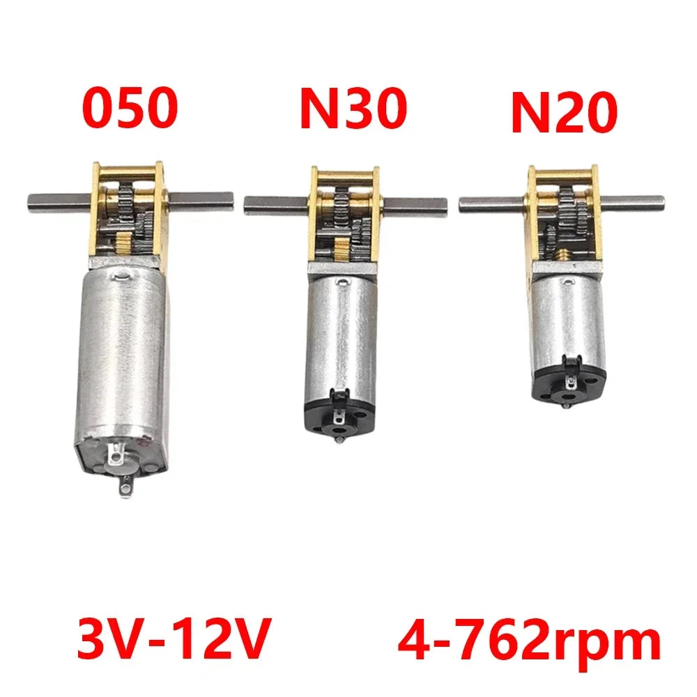Micro 050/ N30/ N20 Worm Gear Motor DC 3V-12V 4RPM-381RPM Slow Speed Metal Gearbox T-shaped Dual Shaft Engine DIY Toy Car