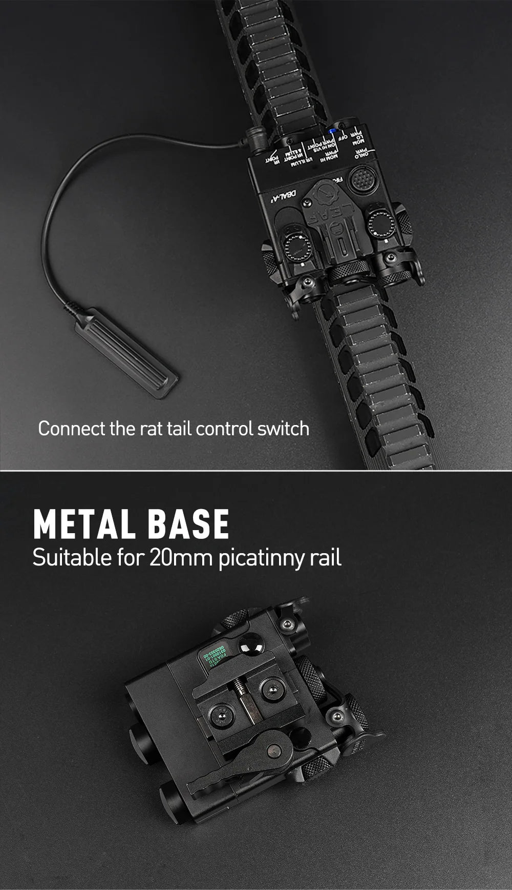 WADSN DBAL A2 Dbal-a2 Full Function Red Green Blue IR Laser Strobe Flashlight with Light Point Zero Adjustment for 20mm Rail