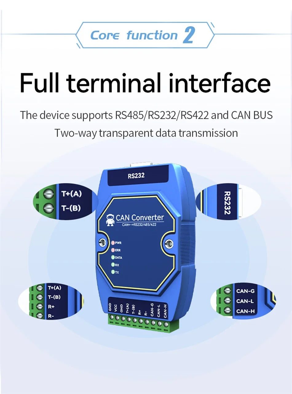 CAN to RS485/RS232/RS422 CAN to Serial Protocol Converter ECAN-401S Build in Watchdog DC 8～28V Wide Baud Rate Range CDSENT