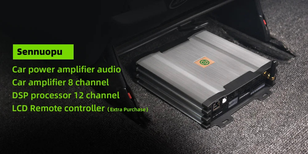 Sennuopu 12 Channels Digital Sound Processors DSP 8 Channels 50 Watts RMS Power Audio Amplifier with Bluetooth Player X812