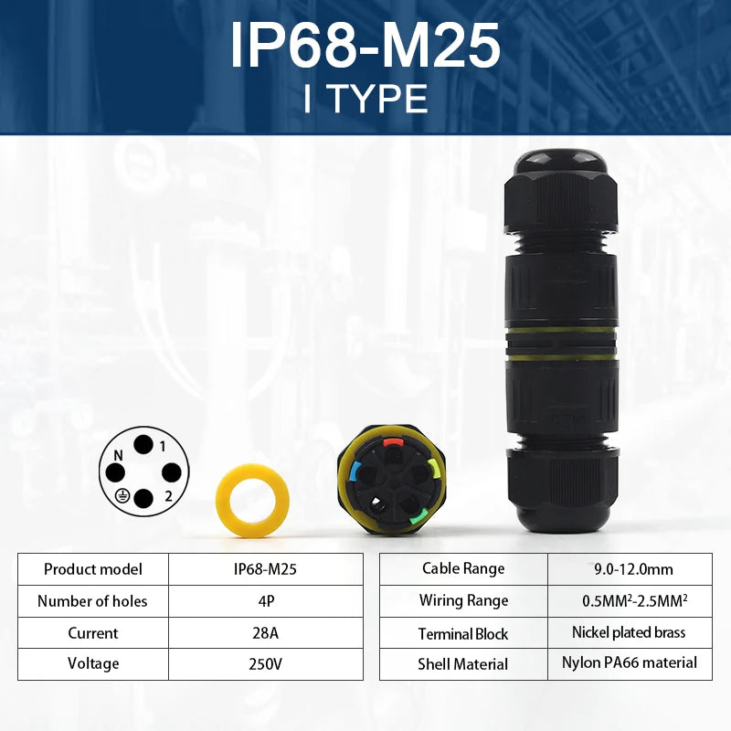 M25-2/3/4/5 Pin IP68 Push-In Spring Splice Terminal Blocks With Lever Quick Wire Connector Outdoor Waterproof Junction Box