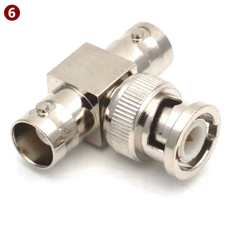 Q9 BNC Male Female Connector Tee Type 3Way Splitter BNC To BNC Male Female 90 Degree Right Angle Brass RF Coaxialc