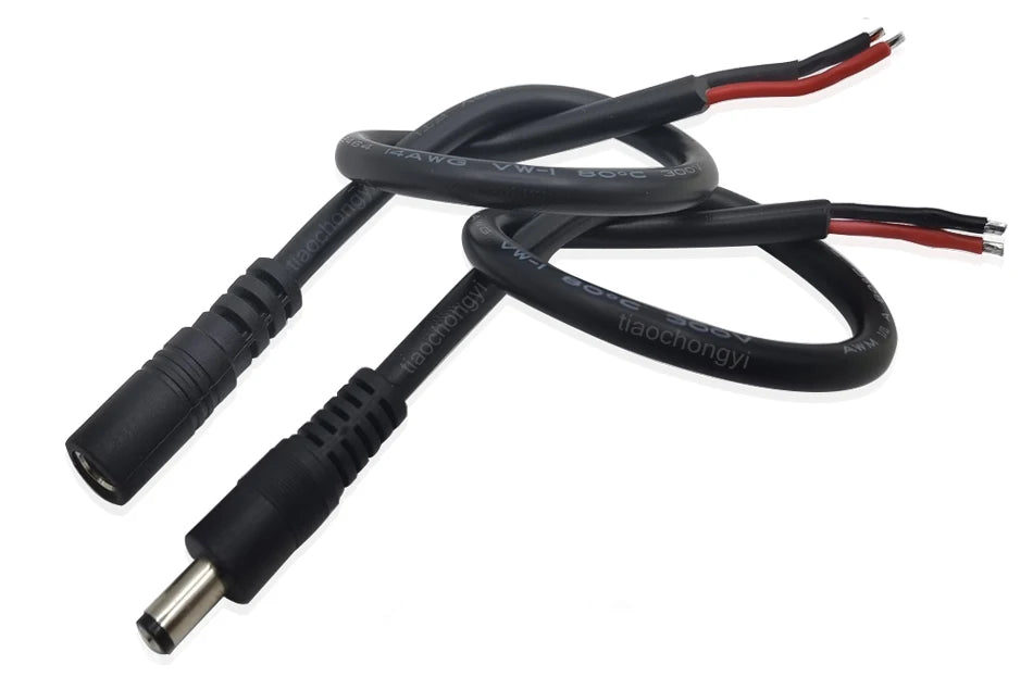 50cm 14AWG DC connector Power socket Cable Plug Wire Male & Female 15A 5.5x2.1mm 2.5mm For LED light Strip CCTV Cameras