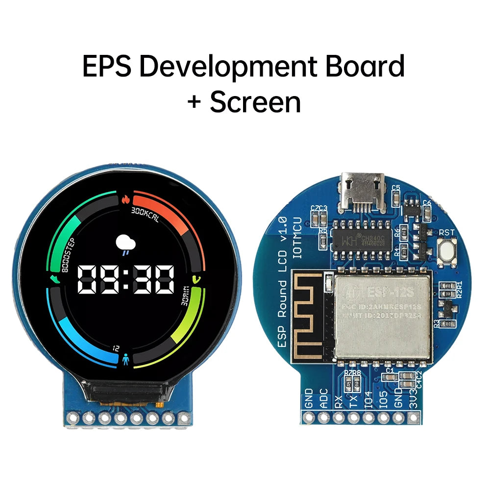 1.28-inch Circular LCD Display ESP8266 Development Board NodeMCU Expansion with GC9A01 Chip 240x240 Resolution for IoT Projects