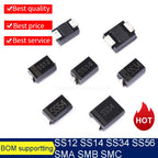 50PCS/Lot SS14 SS24 SS34 SS54 SMA 1N5819 SR240 1N5822 1N5824 DO-214AC Diode chip schottky rectifier SMD New