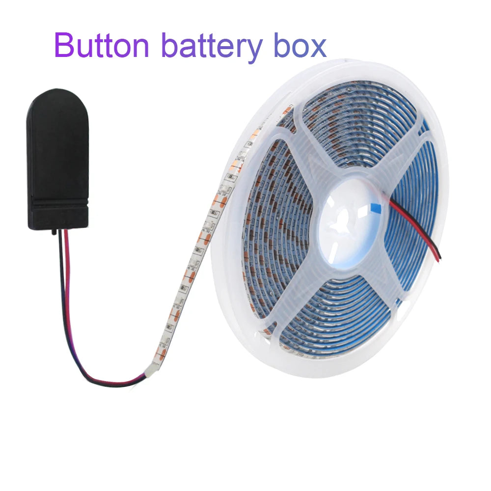 5V USB LED Strip Light Battery Power SMD 2835 3528 60LED 0.5m 1m 2m 5m Cold White Warm Blue Ribbon Cabinet Lights Night DC5V