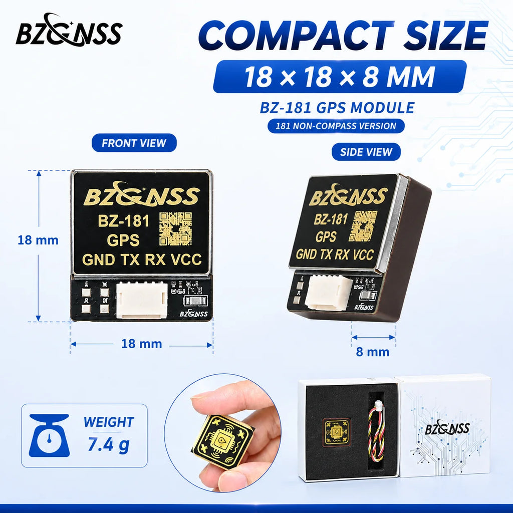 BZGNSS BZ-181 UBLOX M10 GPS Module for FPV Drone, 10Hz Dual Protocol 5V UART for F405 F722, GEPRC GEP-M10 Alternative No Compass
