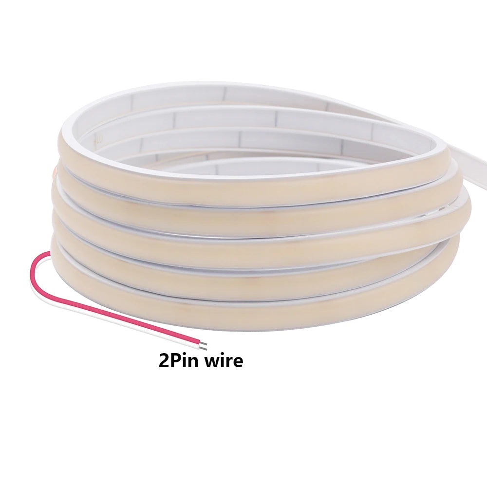 12V 24V COB LED Neon Strip Light IP68 Waterproof 320LEDs/m 2PIN Wire DC Plug 3000K 4000K 6000K Flexible Tape Rome Lighting 0.5m