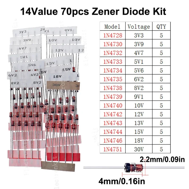 DIP SMD Zener Diode TVS Diodes Fast Switching Schottky Diode Assorted Kit DIY Mix Electronic set