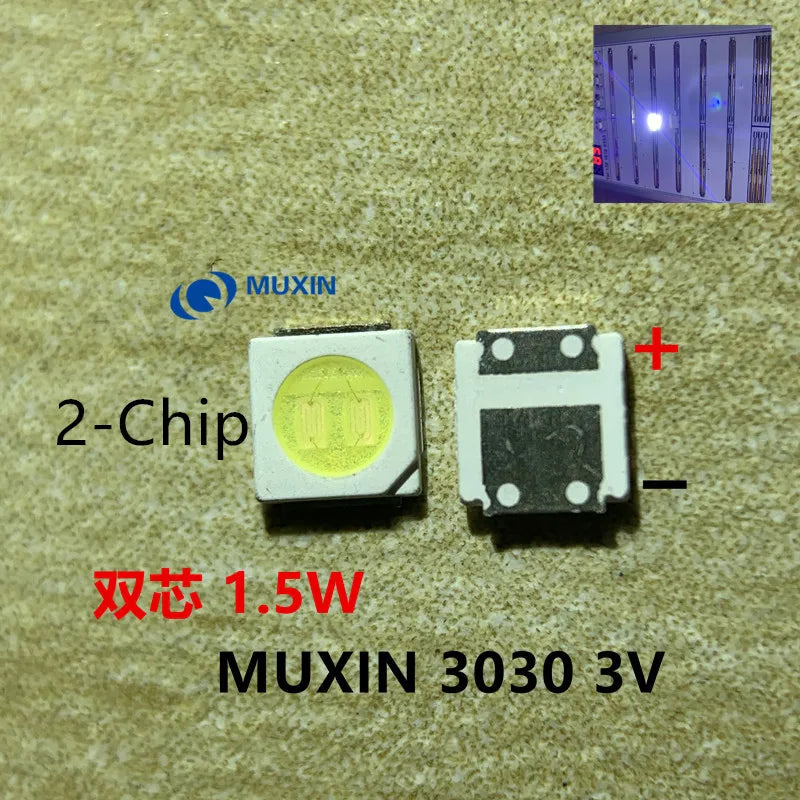 100pcs 3030 Backlight High Power LED DOUBLE CHIPS 1w 1.5W 2w 3V-3.6V 6v lextar JUFEI AOT Cool white PT30A66 TV