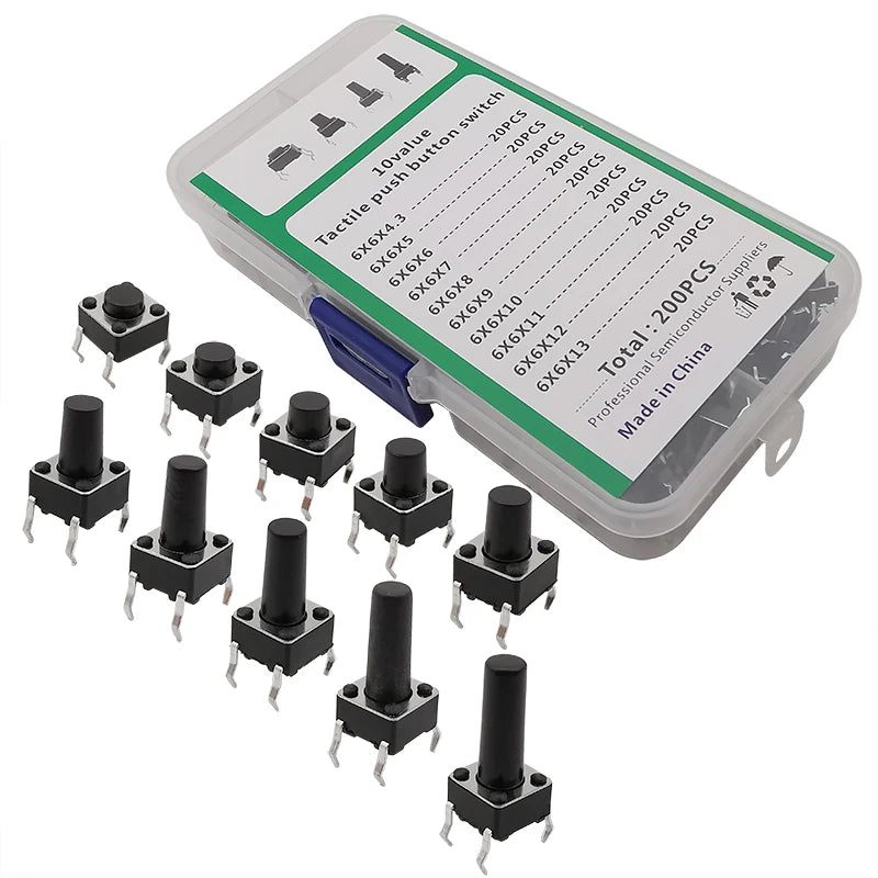 SMD DIP Micro Momentary Tact Switch Self-reset Push Button Micro Switch Assortment Kit for Car Remote Control Tablet