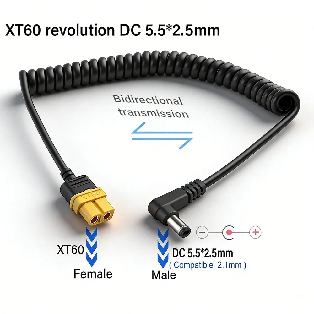 XT60 Female Male Bullet Connector To Male DC DC5525 Power Cable 5.5x2.5mm Adaptor For TS101 PINE64 Electronic Soldering Iron