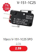 V-15 V-151 V-152 V-153 V-154 V-155 V-156-1C25 Micro Switch 16A 250VAC SPDT Momentary Travel Limit Switch 1NO1NC Lever Roller