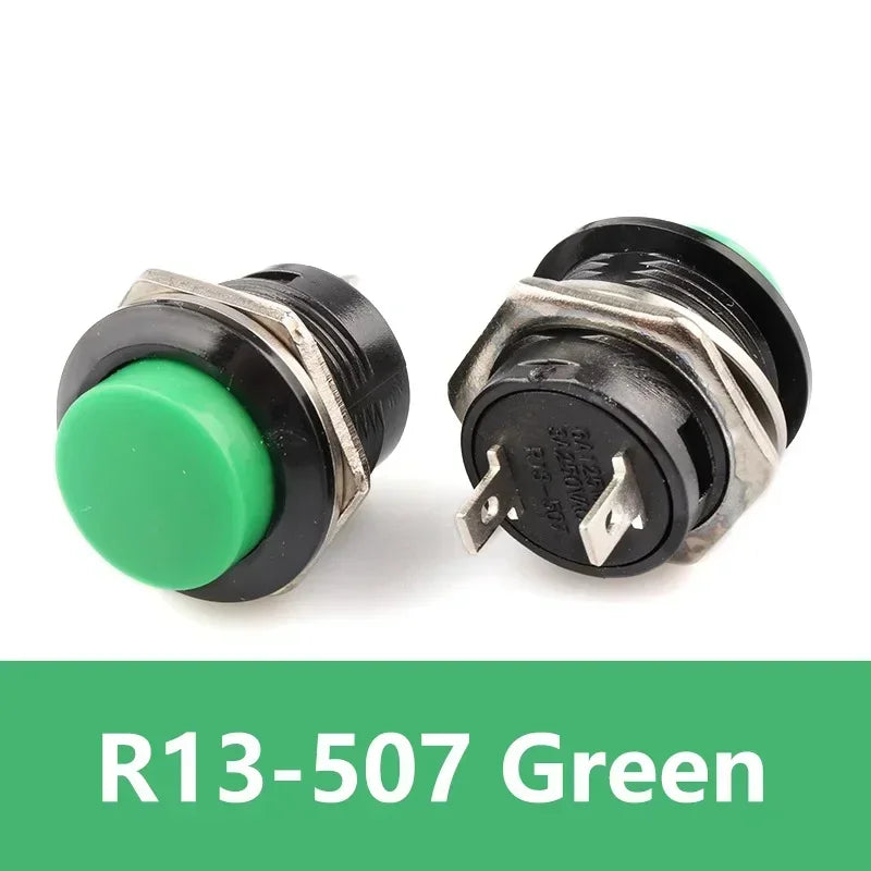 5/20Pcs Round-shape Push Button Switch ON OFF 2Pin ON-OFF R13-507 16mm Momentary Electric Power Switch R13 507 Switches