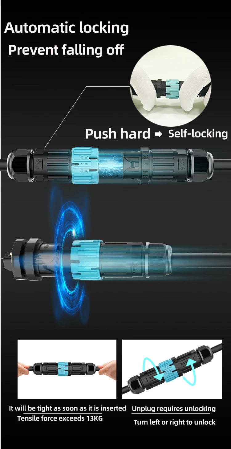 P23 quick connection waterproof connector IP68 waterproof connector male and female aviation plug LED adapter cable connection