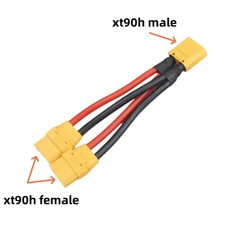 XT90 3-Way Y Splitter Parallel Battery Connector Male/Female Cable Dual Extension 10AWG Silicone Wire for Battery Charger Motor