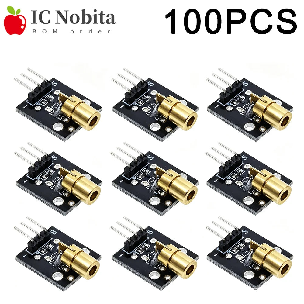 100PCS KY-008 Laser Sensor Module 650nm 5V Red Dot Laser Transmitter for Arduino UNO R3 Raspberry Pi DIY Electronics Projects