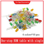 3mm 5mm LED Diode Assorted Kit White Green Red Blue Yellow Orange F3 F5 Leds Light Emitting Diodes Electronic Kit