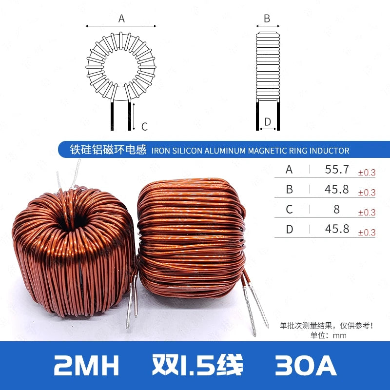 1PCS 47MM Iron Silicon Aluminum 1/1.5/2/3/4 MH 184125 Charging Pile PFC LC Filter Inductor DC-DC