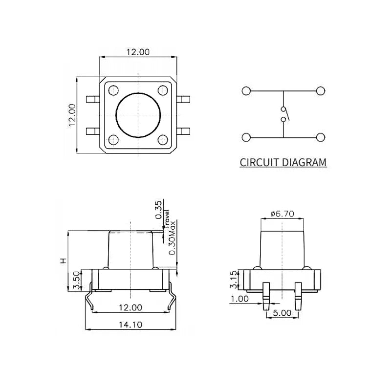 1Box 6x6mm 12x12mm Tactile Tact Push Button Mini Micro Switch Kit PCB Momentary Self-reset Switches DIP 2Pin 4Pin ON/OFF