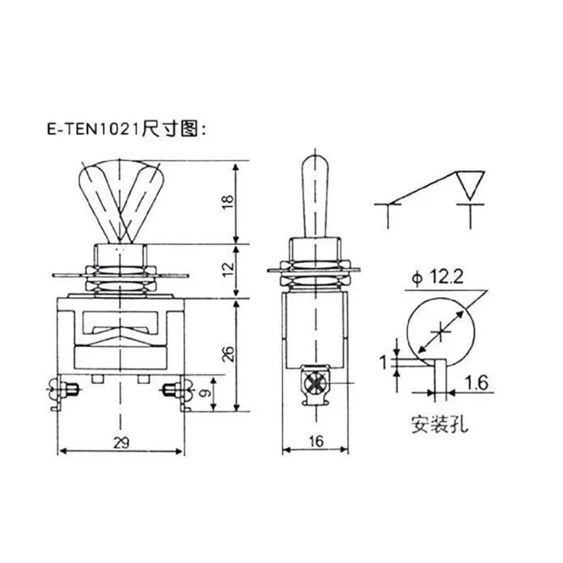 5pcs Toggle Switch Latching On-Off On-On On-Off-On E-TEN1021 1122 1221 1321 Power Button Switch 250V 15A Toggle Switch
