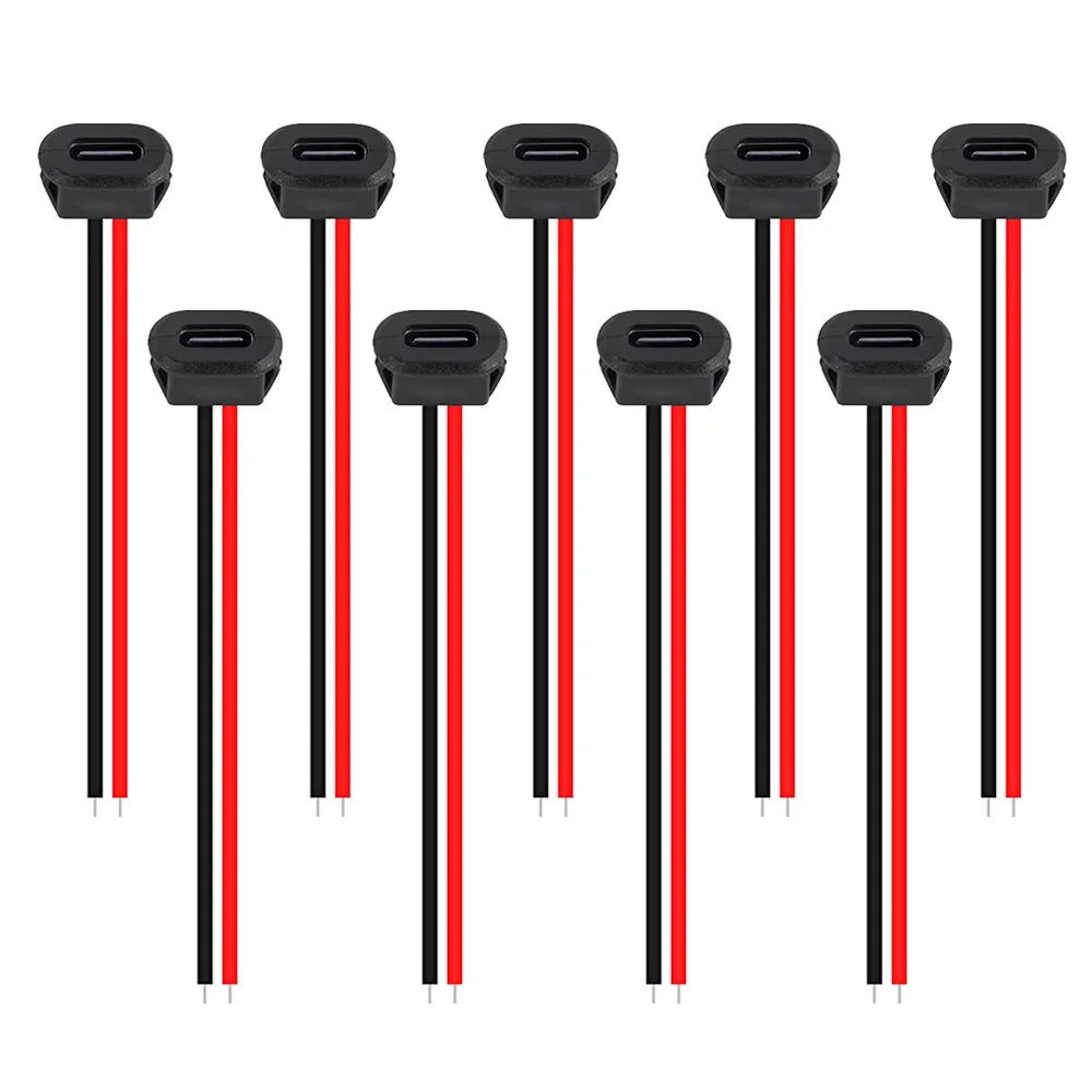 5/10PCS 2Pin USB Connector Type-C Waterproof with Female Socket Fast Charging Jack Charging Port USB-C Charger Plug Socket
