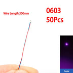 50pcs/bag 0402 0603 0805 1206 SMD Lamp Wired Micro Litz Led Pre-Soldered Chip Wired 30cm 3V DIY Railway Models Scenes Toy Light