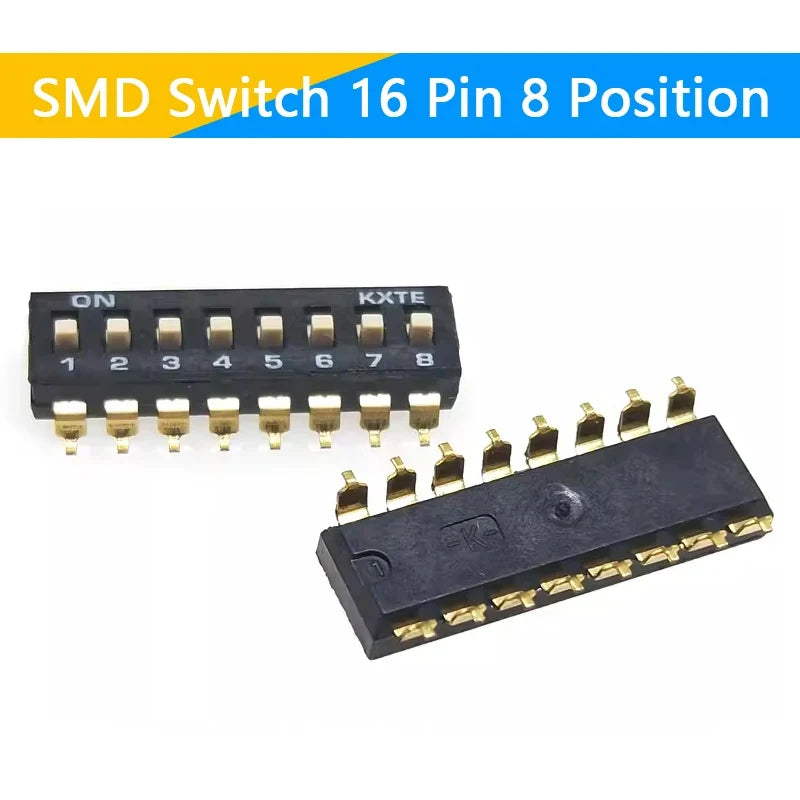 10pcs/lot Slide Type SMT SMD Dip Switch, 2.54mm Pitch 2 Row 4 Pin 2 Position / 8 pin 4 Position / 16 pin 8 Position