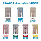 10/14/16/28Pcs MCASE Fuse 15A 20A 25A 30A 40A 50A 60A 32V Mini Slotted Automotive Shaped Cartridge Kit With Plastic Shell Box