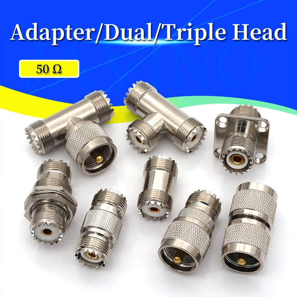 1Pcs Adapter UHF PL259 SO239 to UHF / N Male Plug & Female Jack Straight & Right Angle & Flange & T Type RF Coaxial Connector