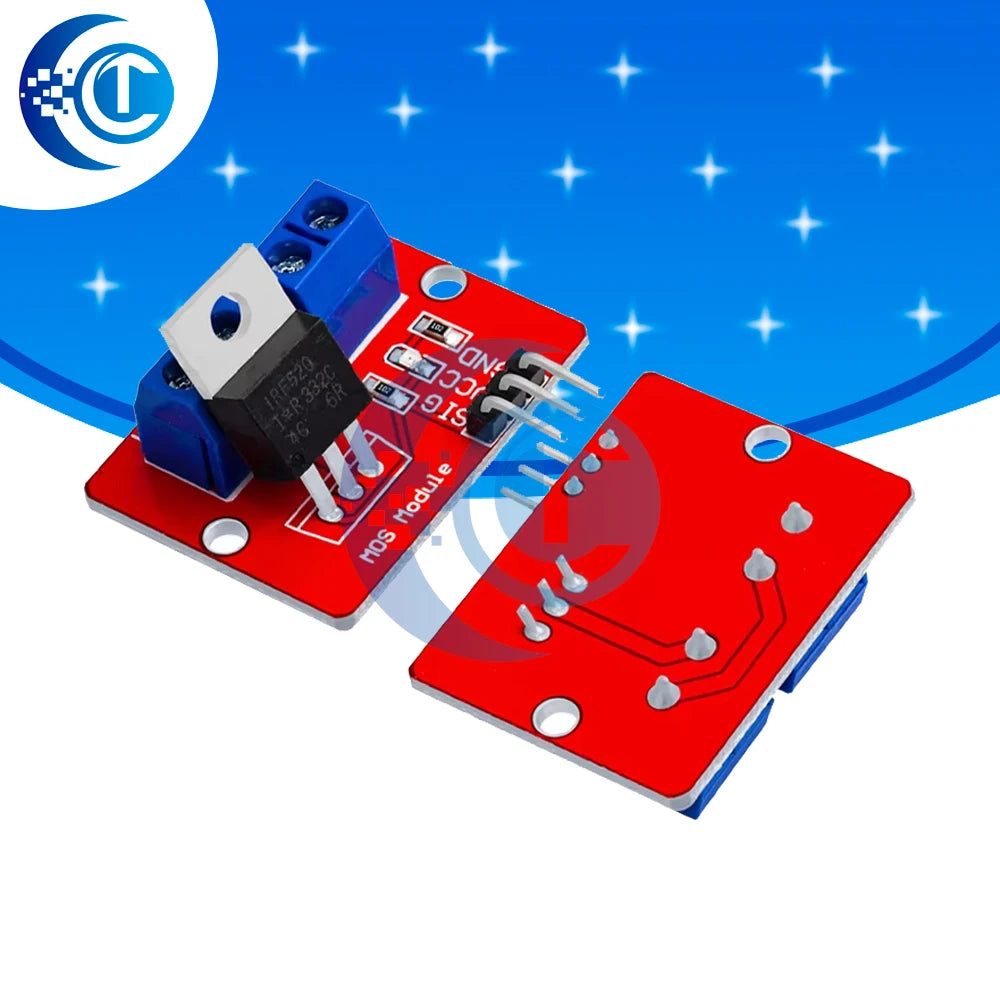 ‌IRF520 MOSFET Driver Module (1PCS/5PCS) – 0-24V Logic-Level Gate Driver for Arduino/Raspberry Pi/ARM