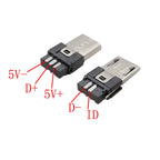 10Pcs 6mm Micro USB Connector 4 in 1 Micro USB Welding Type Male 5Pin Plug DIY Tail Charging Socket Connector With Plastic Cover
