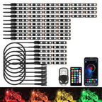 APP LED Motorcycle Car Atmosphere Ambient Foot Light Remote Control Flexible Waterproof Sound 12V Moto RGB Decorative Lamp Strip